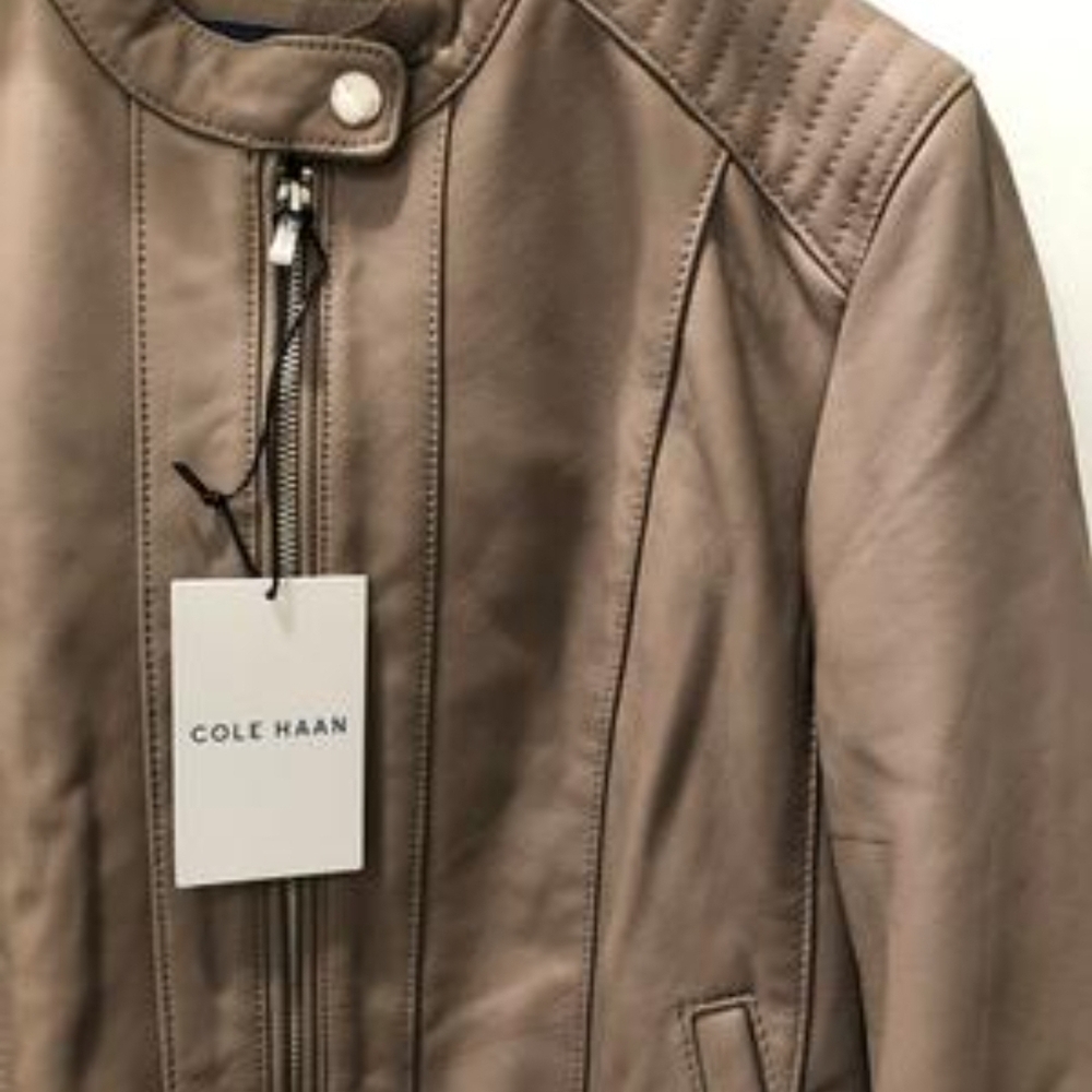 Cole Haan Greyish Tan Leather Jacket